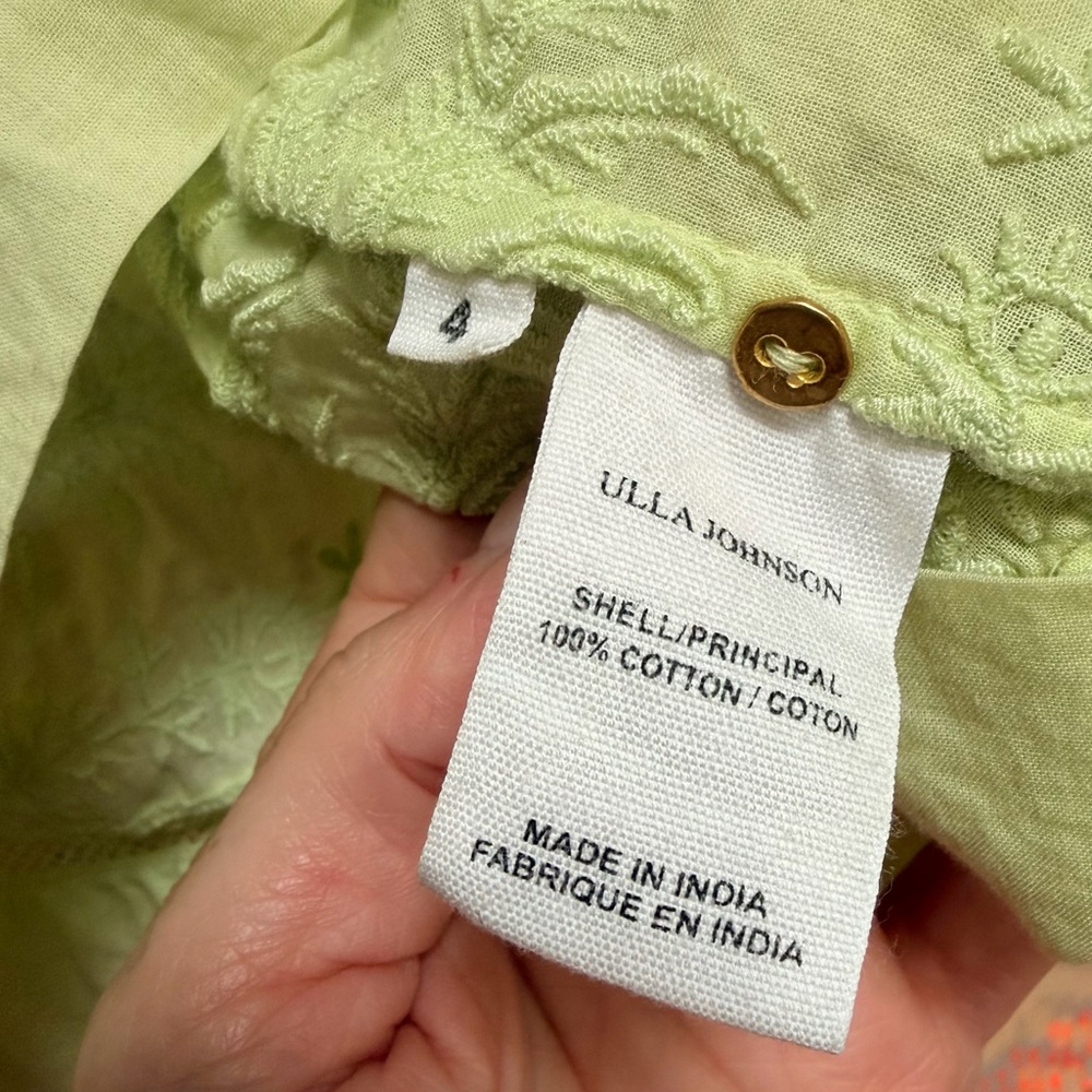 Ulla Johnson Annetta Ruffle Blouse in Pistachio in Size 4 EUC - Picture 12 of 15